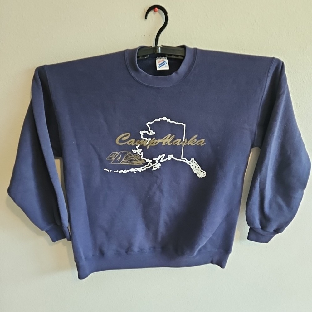Vintage Camp Alaska Sweatshirt Size XL Jerzees Super Sweats Navy Blue